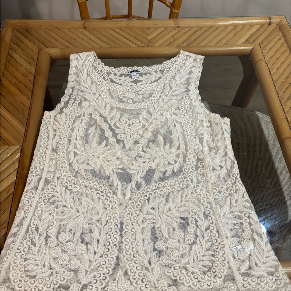 Express Cream Lace Tank Top